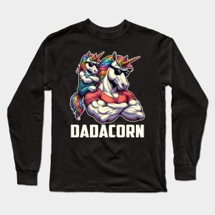 Dadacorn Unicorn Dad and Baby Christmas Papa Father's Day Long Sleeve T-Shirt